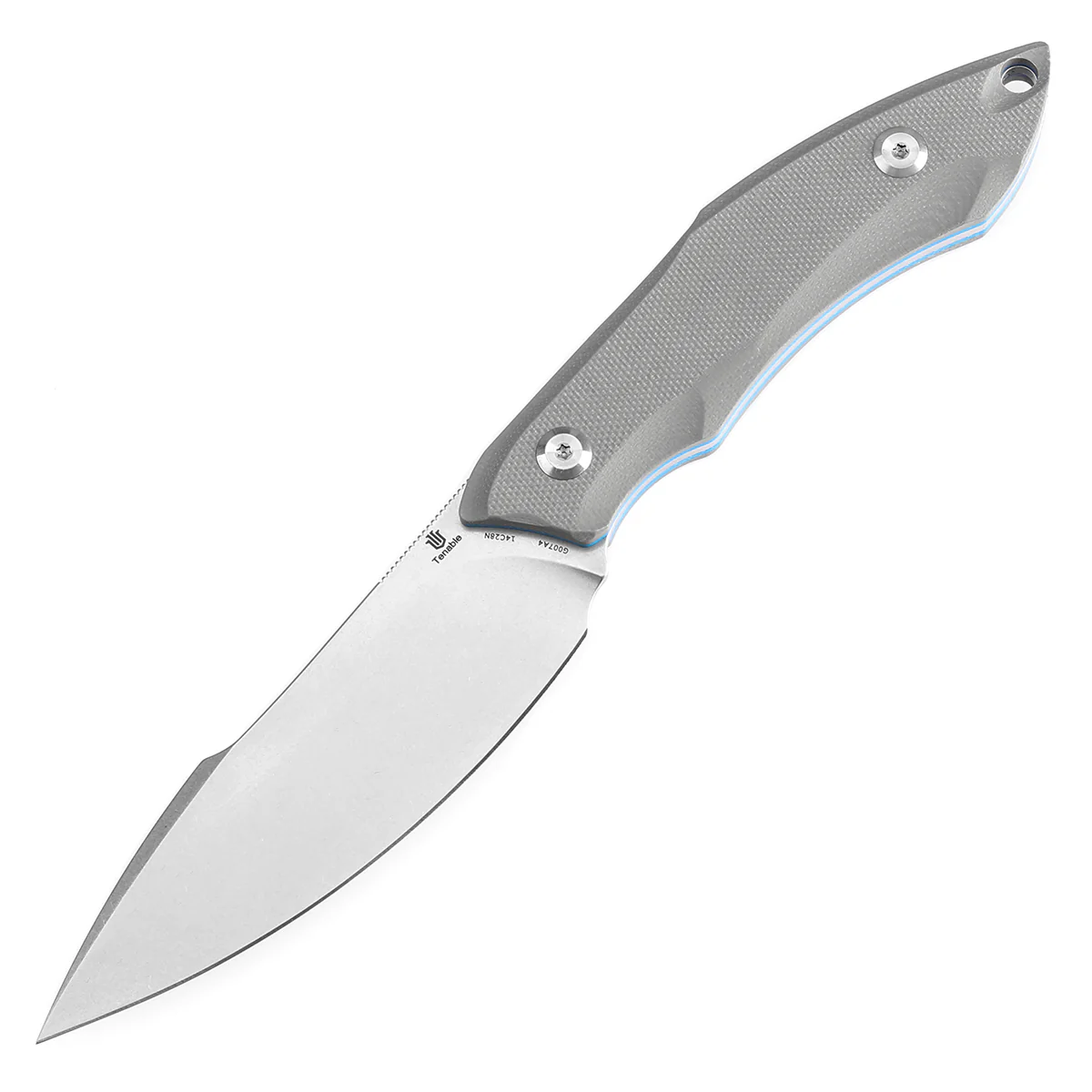 Tenable Luccio Fixed Blade Knife with Grey G10 Handle (3.81" Stonewashed 14C28N Blade) - Bolt Vision Design - G007A4 - Image 2