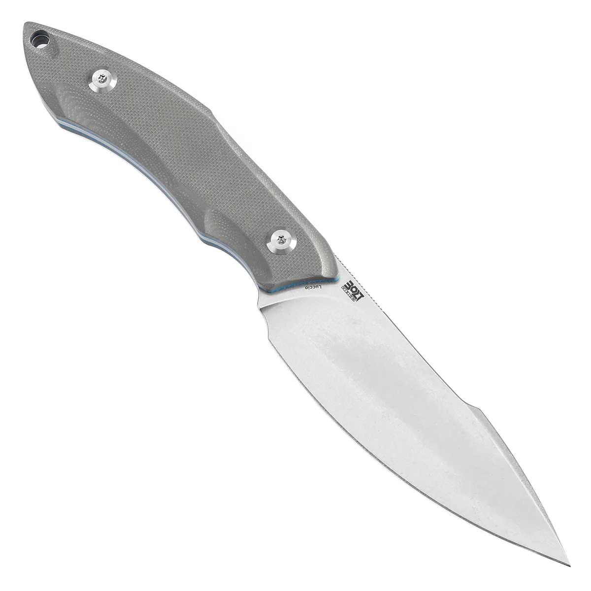 Tenable Luccio Fixed Blade Knife with Grey G10 Handle (3.81" Stonewashed 14C28N Blade) - Bolt Vision Design - G007A4 - Image 3