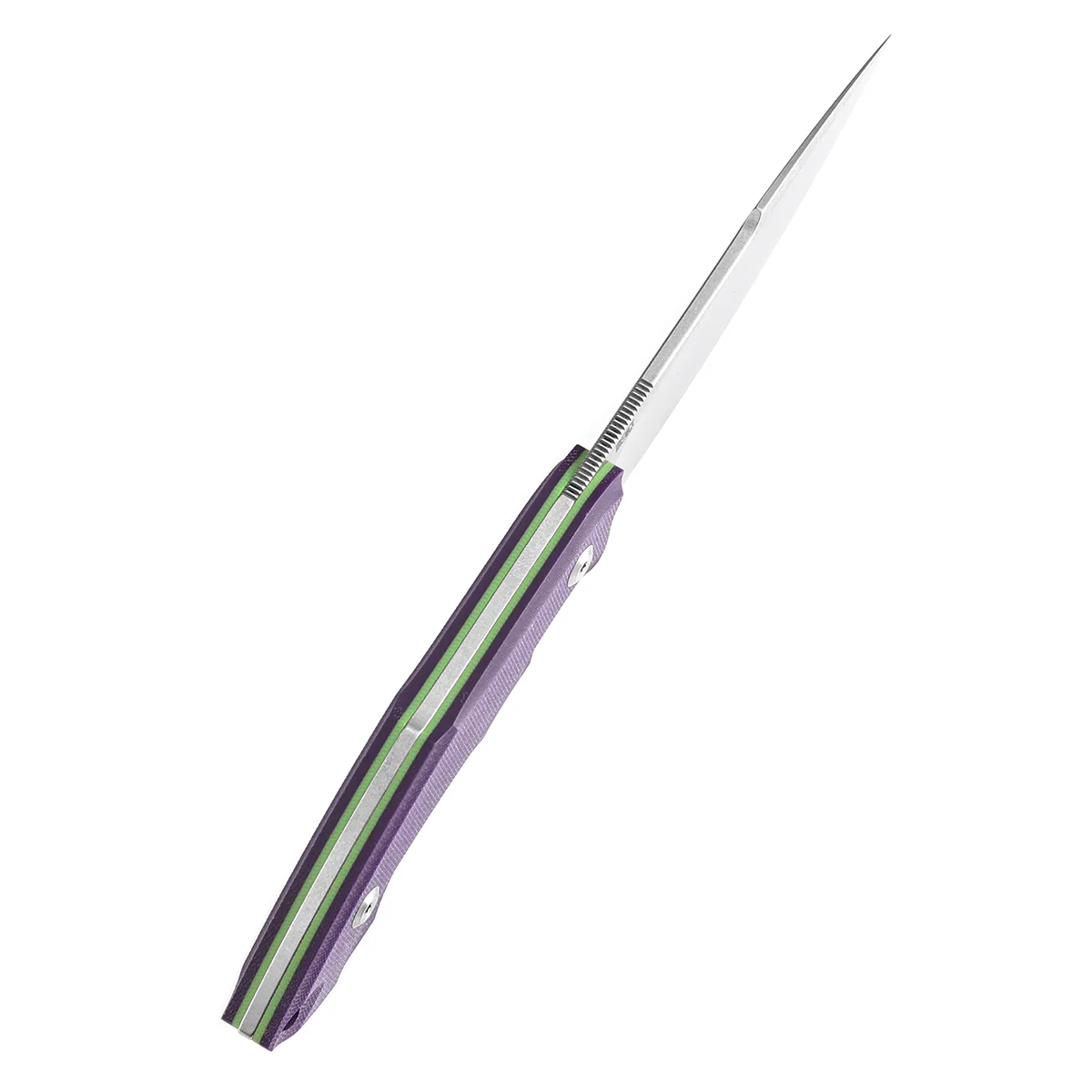Tenable Luccio Fixed Blade Knife with Purple G10 Handle (3.81" Stonewashed 14C28N Blade) - Bolt Vision Design - G007A5 - Image 5