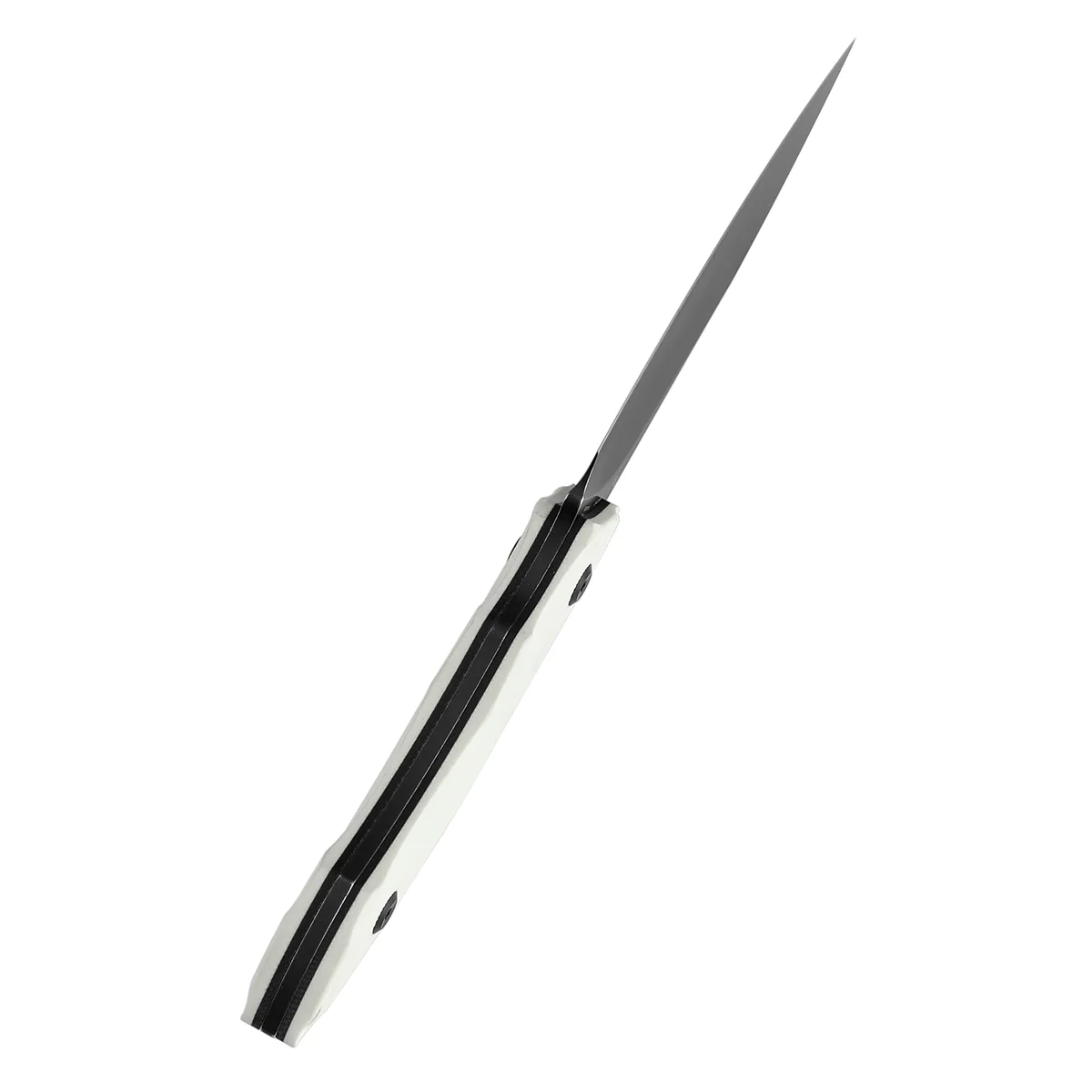 Tenable Luccio Fixed Blade Knife with White G10 Handle (3.81" Blackwash 14C28N Blade) - Bolt Vision Design - G007A3 - Image 4