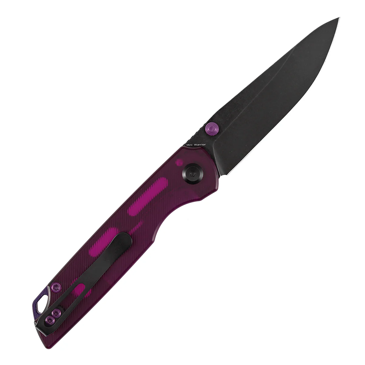 Tenable Mini Warrior Liner Lock Knife | 2.9" Blackwash Nitro-V Blade | Purple Acrylic Handle | Kim Ning Design - B2005A2 - Image 4