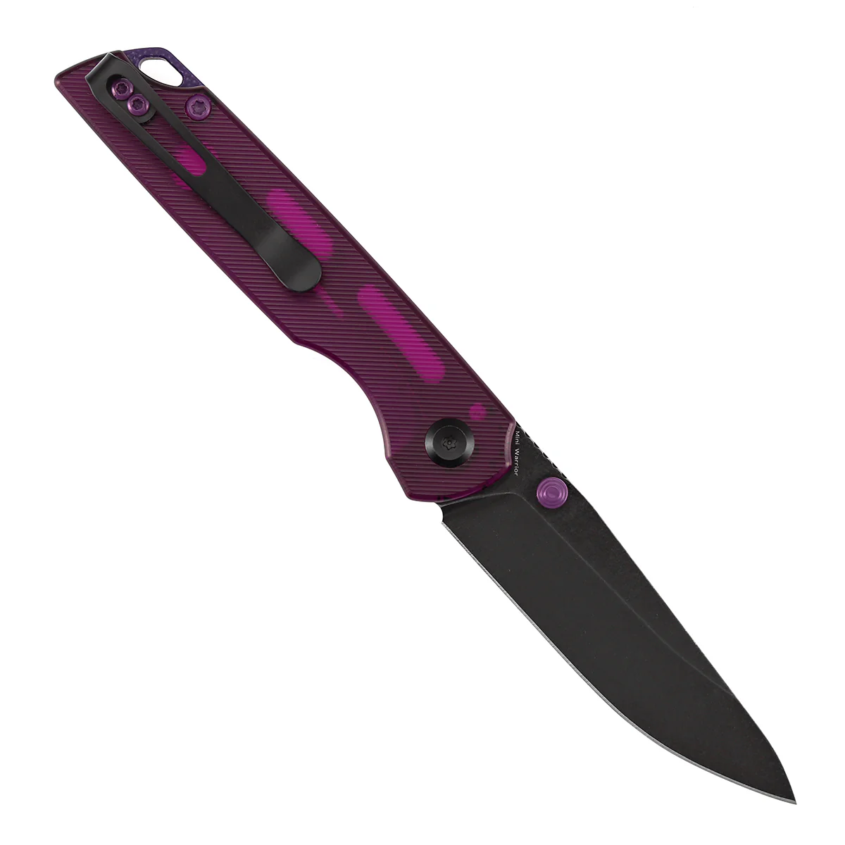 Tenable Mini Warrior Liner Lock Knife | 2.9" Blackwash Nitro-V Blade | Purple Acrylic Handle | Kim Ning Design - B2005A2 - Image 5