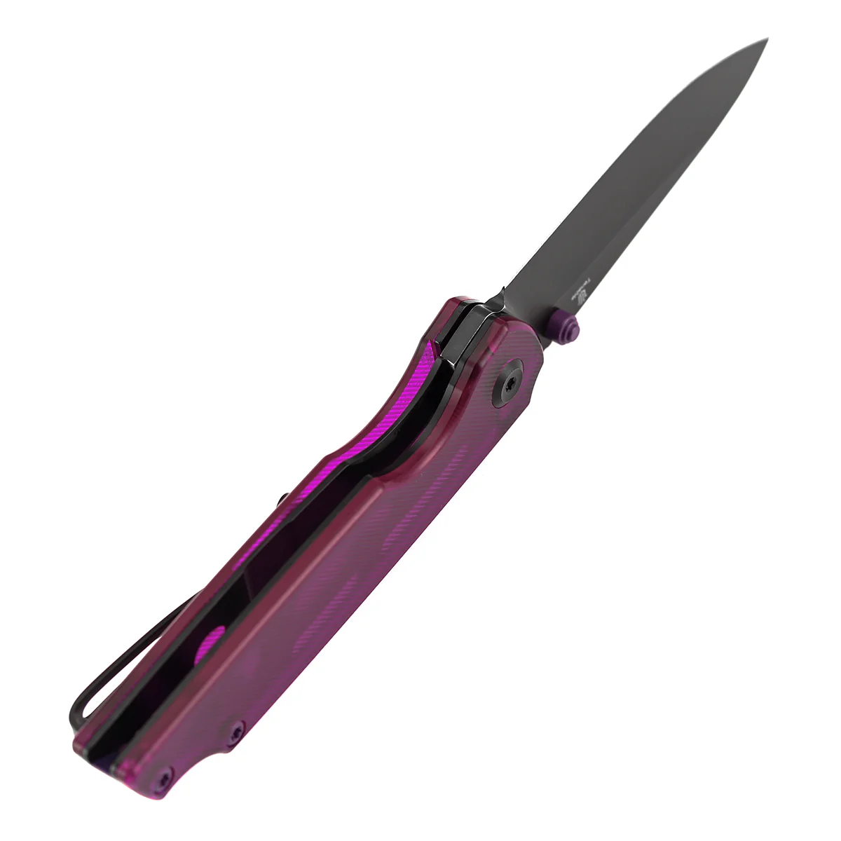 Tenable Mini Warrior Liner Lock Knife | 2.9" Blackwash Nitro-V Blade | Purple Acrylic Handle | Kim Ning Design - B2005A2 - Image 7