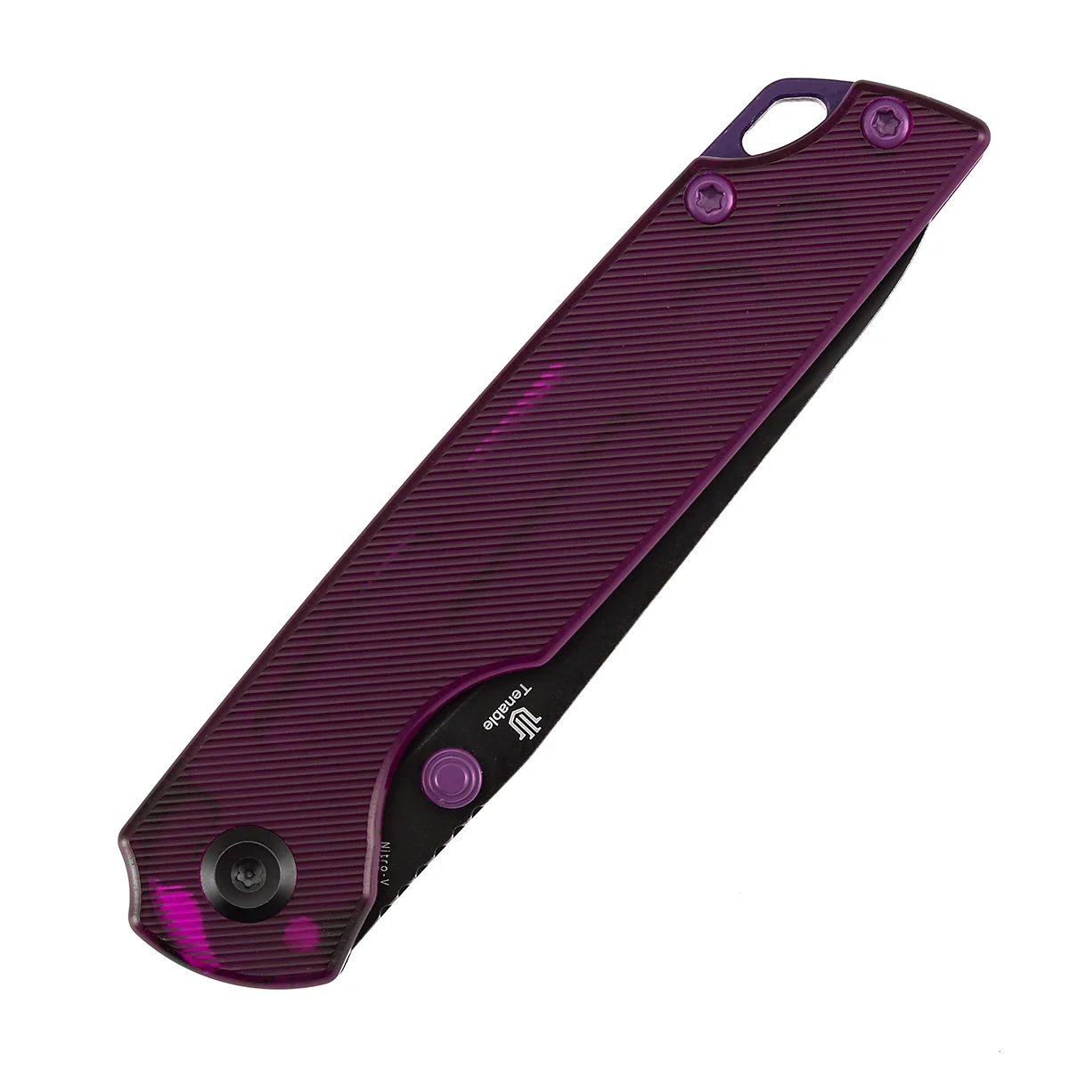 Tenable Mini Warrior Liner Lock Knife | 2.9" Blackwash Nitro-V Blade | Purple Acrylic Handle | Kim Ning Design - B2005A2 - Image 8
