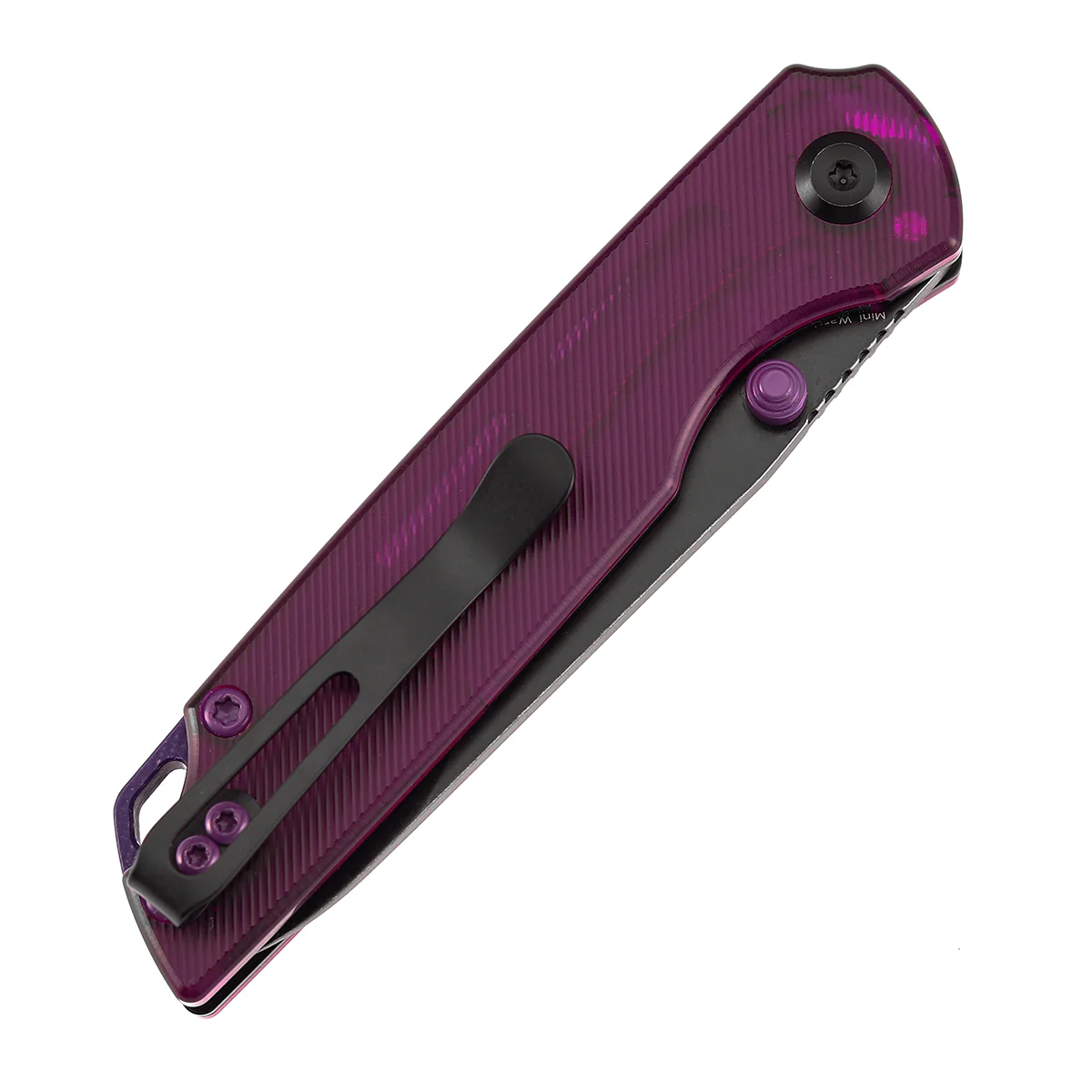 Tenable Mini Warrior Liner Lock Knife | 2.9" Blackwash Nitro-V Blade | Purple Acrylic Handle | Kim Ning Design - B2005A2 - Image 9