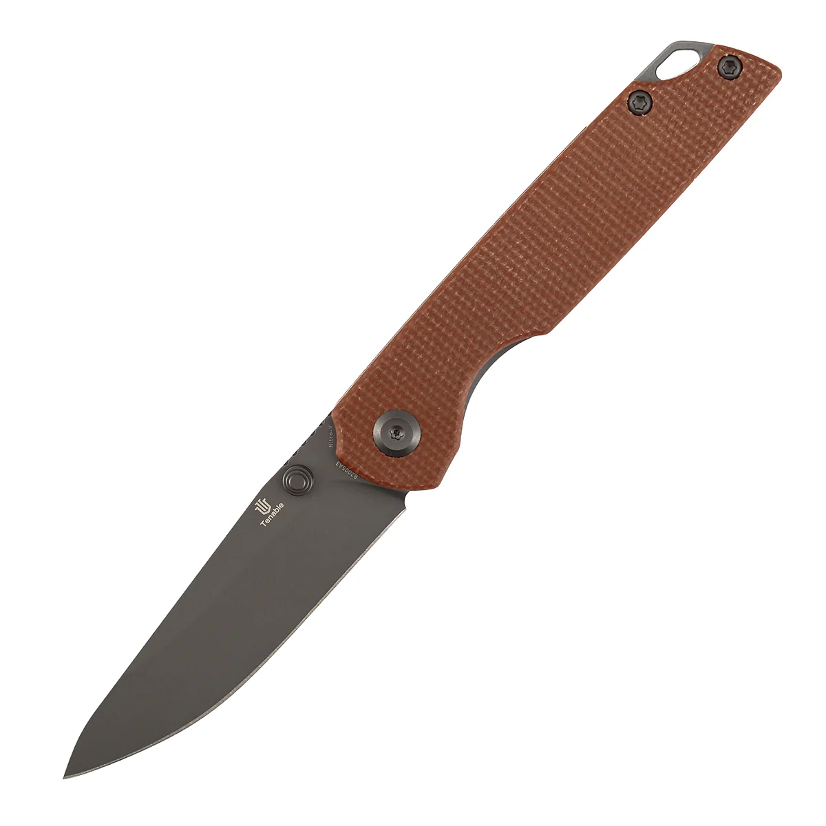 Tenable Mini Warrior Liner Lock Knife | 2.9" Gray TiCn Coated Nitro-V Blade | Brown Micarta Handle | Kim Ning Design - B2005A3 - Image 2