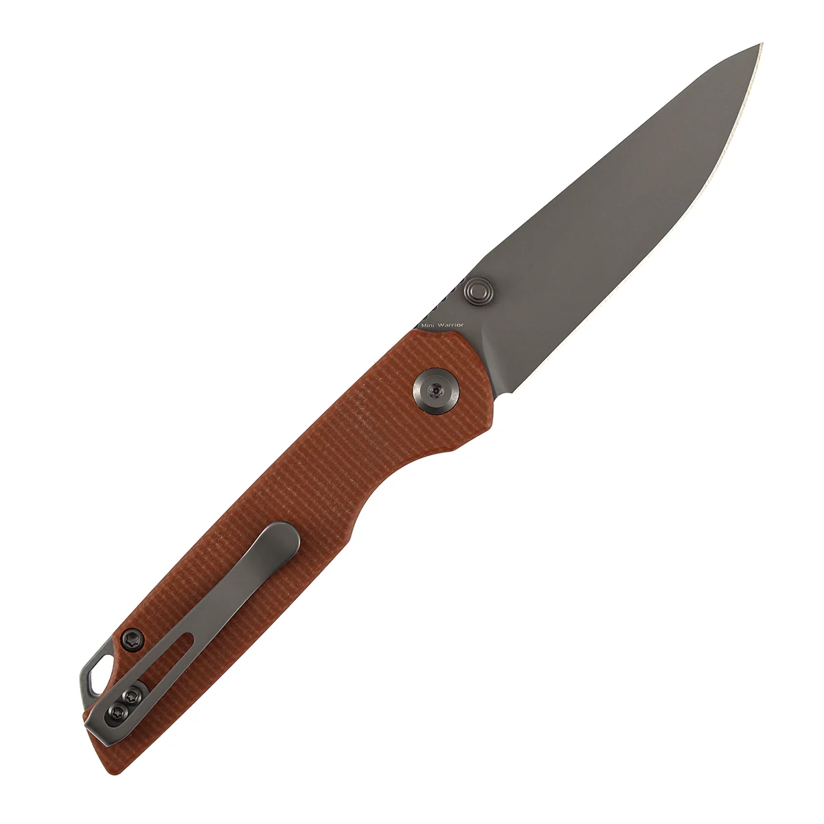 Tenable Mini Warrior Liner Lock Knife | 2.9" Gray TiCn Coated Nitro-V Blade | Brown Micarta Handle | Kim Ning Design - B2005A3 - Image 4