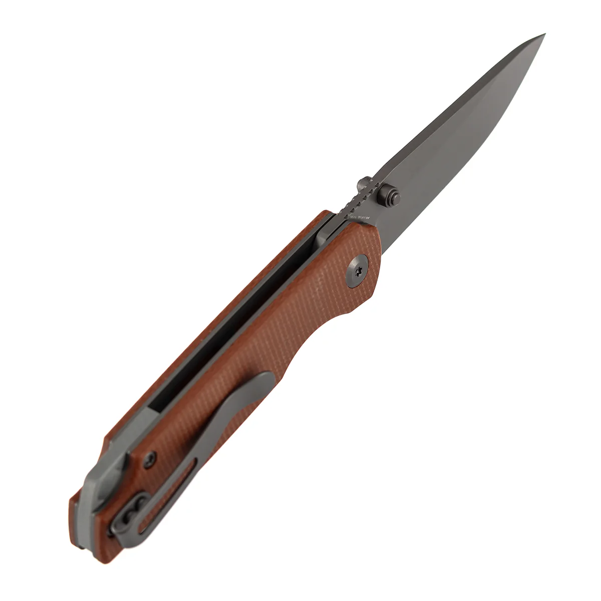 Tenable Mini Warrior Liner Lock Knife | 2.9" Gray TiCn Coated Nitro-V Blade | Brown Micarta Handle | Kim Ning Design - B2005A3 - Image 6