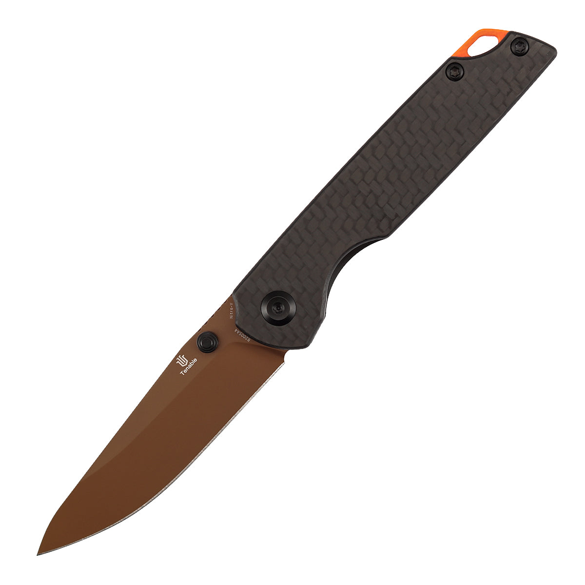 Tenable Mini Warrior Liner Lock Knife | 2.9" Rose Gold Nitro-V Blade | Twill Carbon Fiber & G10 Handle | Kim Ning Design - B2005A4 - Image 2