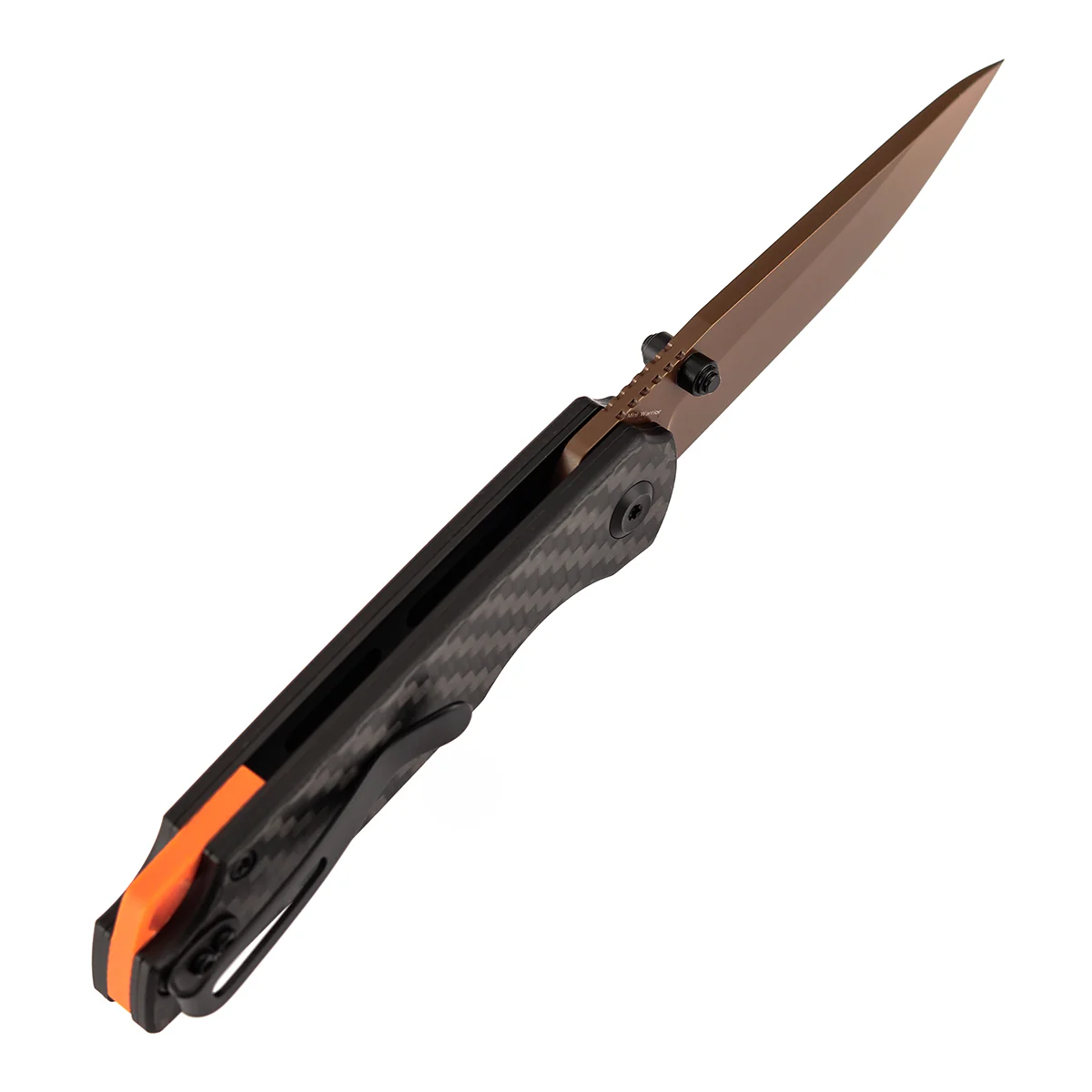 Tenable Mini Warrior Liner Lock Knife | 2.9" Rose Gold Nitro-V Blade | Twill Carbon Fiber & G10 Handle | Kim Ning Design - B2005A4 - Image 6