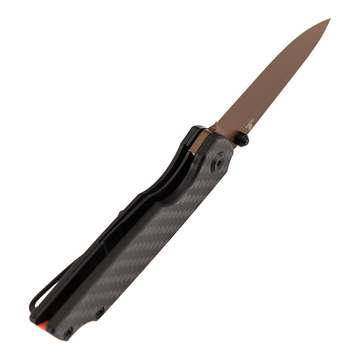 Tenable Mini Warrior Liner Lock Knife | 2.9" Rose Gold Nitro-V Blade | Twill Carbon Fiber & G10 Handle | Kim Ning Design - B2005A4 - Image 7