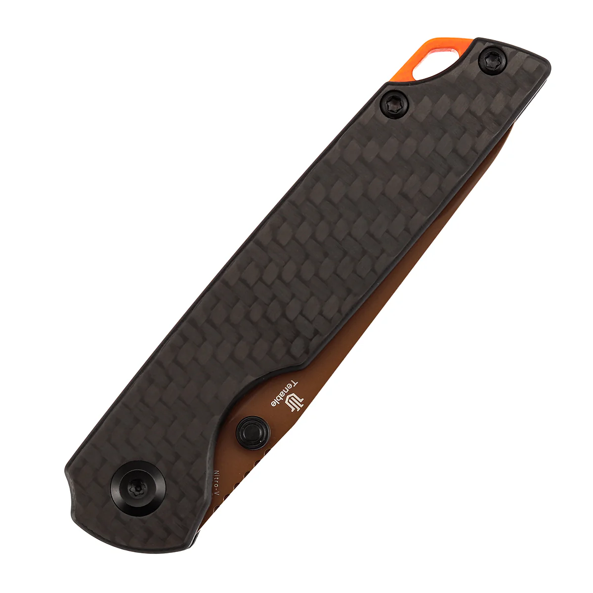Tenable Mini Warrior Liner Lock Knife | 2.9" Rose Gold Nitro-V Blade | Twill Carbon Fiber & G10 Handle | Kim Ning Design - B2005A4 - Image 8