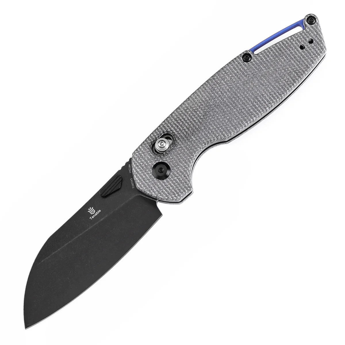Tenable Model 6 Cross Bar Lock Black Micarta Handle (3.1" Blackwash 14C28N Blade) Nick Swan Design--T1022V5 - Image 2