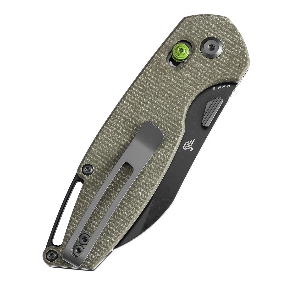 Tenable Model 6 Cross Bar Lock | Green Micarta Handle | 3.1" Blackwash 14C28N Blade| Nick Swan Design--T1022V2 - Image 7