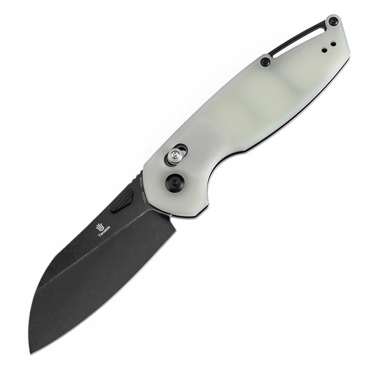 Tenable Model 6 Cross Bar Lock | Jade G10 Handle | 3.1" Blackwash 14C28N Blade | Nick Swan Design--T1022V3 - Image 2