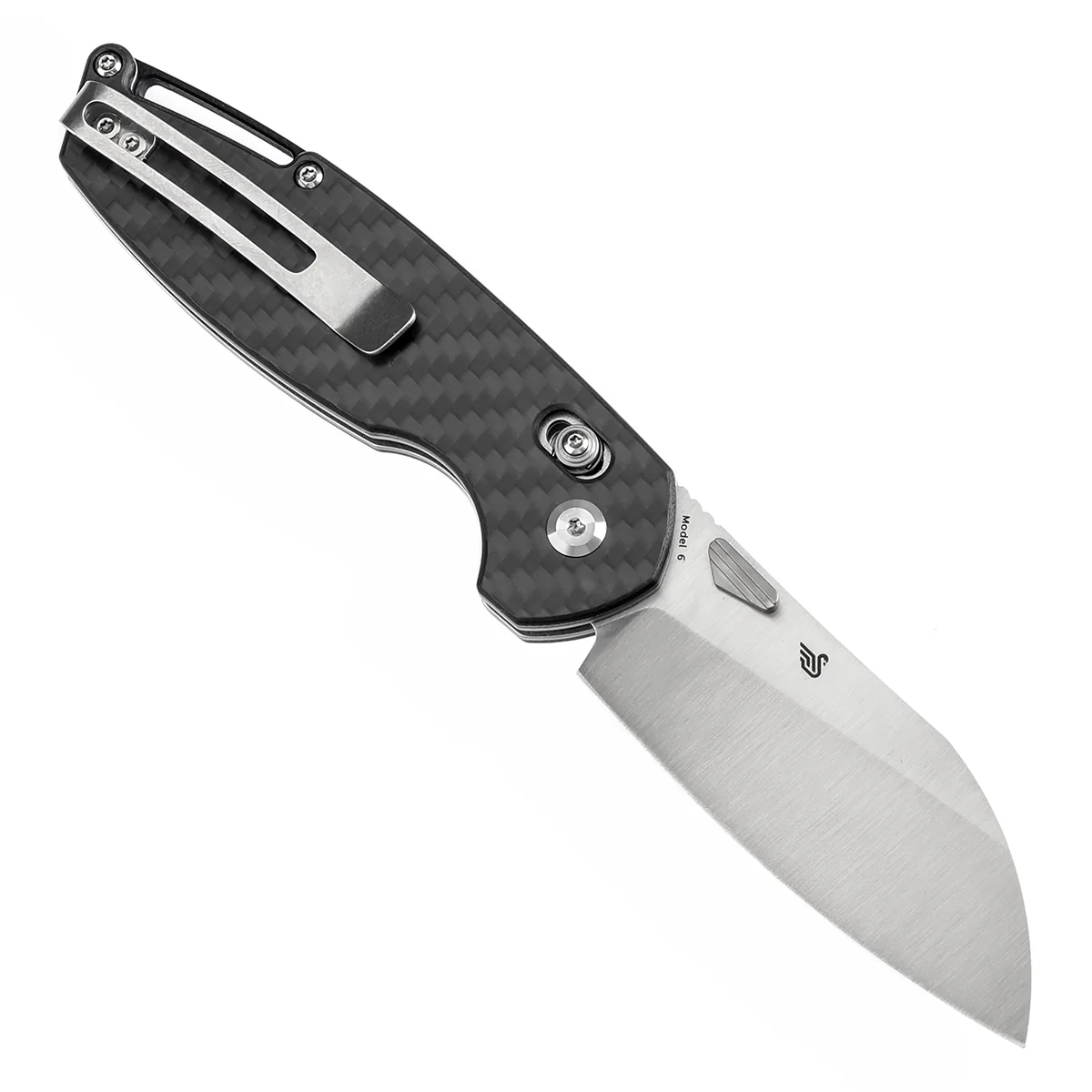 Tenable Model 6 Cross Bar Lock | Twill Carbon Fiber Handle | 3.1" Satin 14C28N Blade | Nick Swan Design--T1022V1 - Image 3