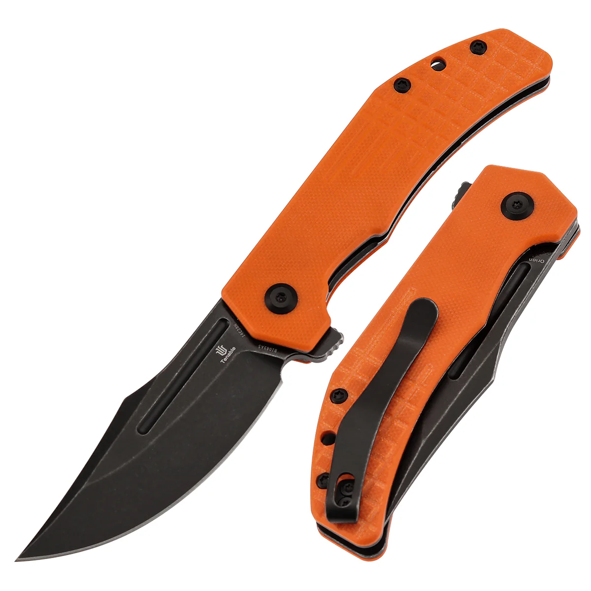 Tenable Orion Flipper Folding Knife | Orange G10 with Frag Pattern | 3.07" Blackwashed 14C28N | JB Stout Design | B1089A5
