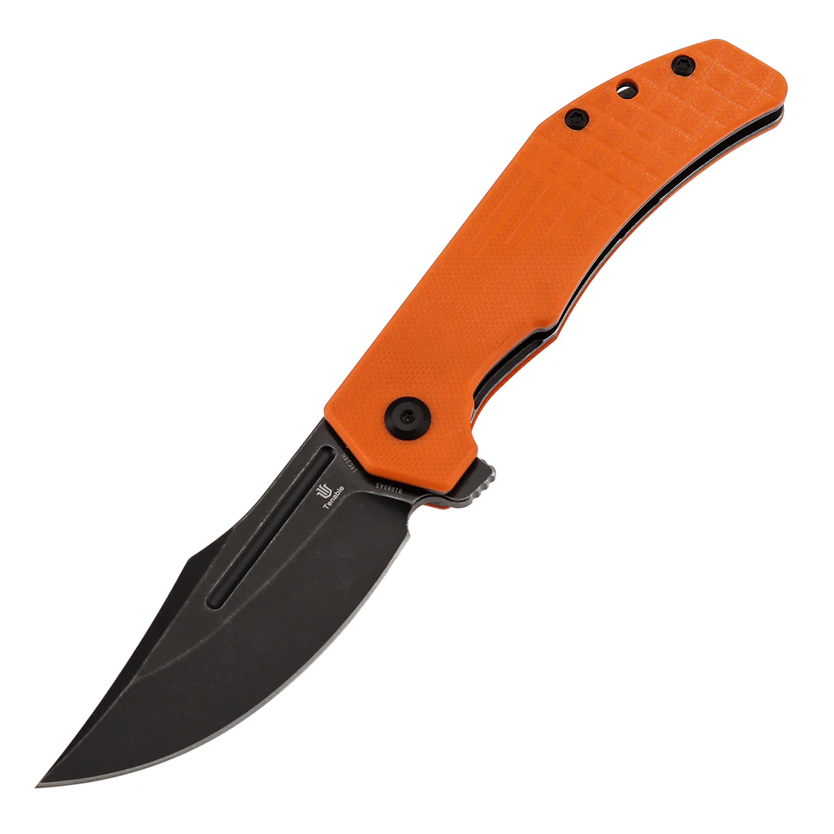 Tenable Orion Flipper Folding Knife | Orange G10 with Frag Pattern | 3.07" Blackwashed 14C28N | JB Stout Design | B1089A5 - Image 2