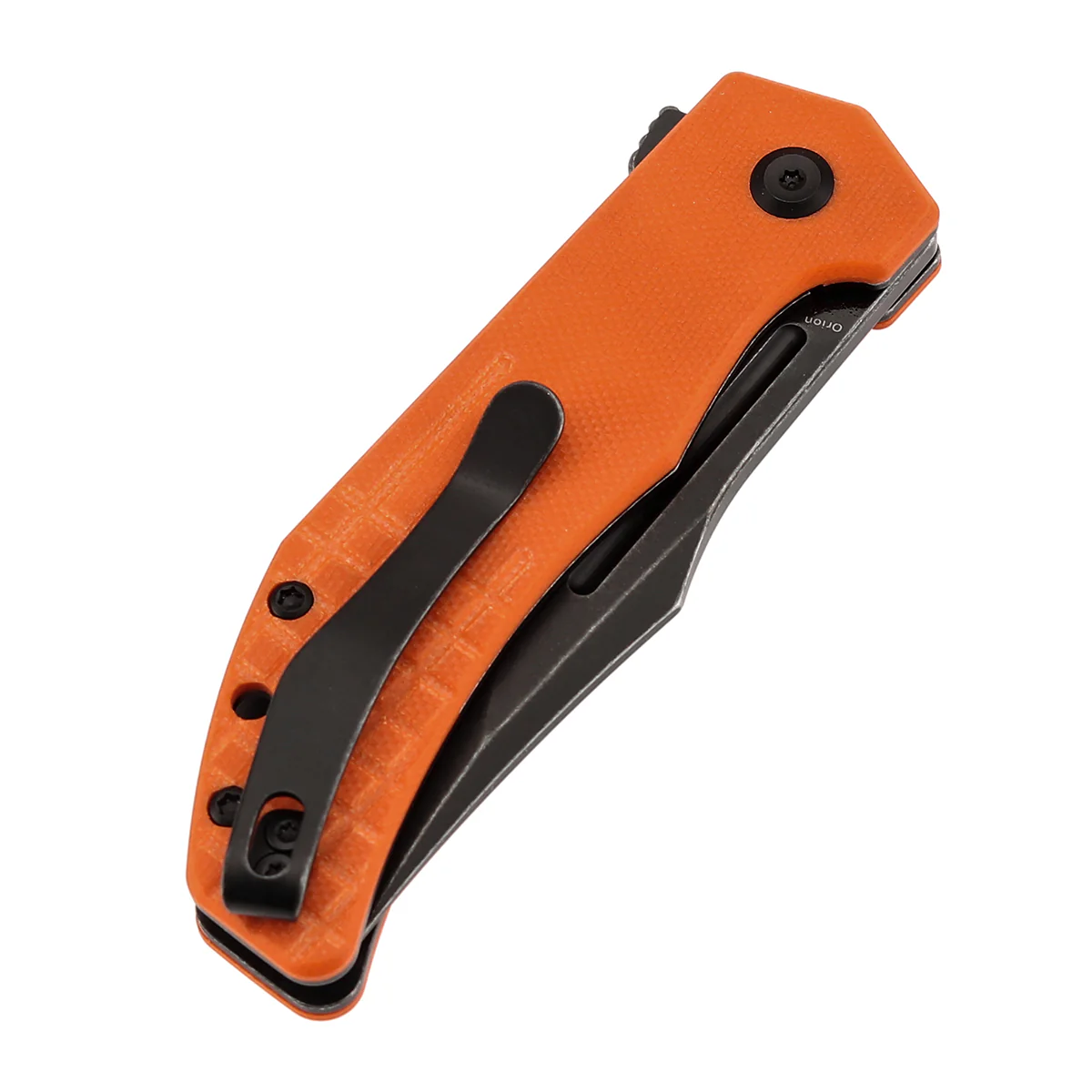 Tenable Orion Flipper Folding Knife | Orange G10 with Frag Pattern | 3.07" Blackwashed 14C28N | JB Stout Design | B1089A5 - Image 7