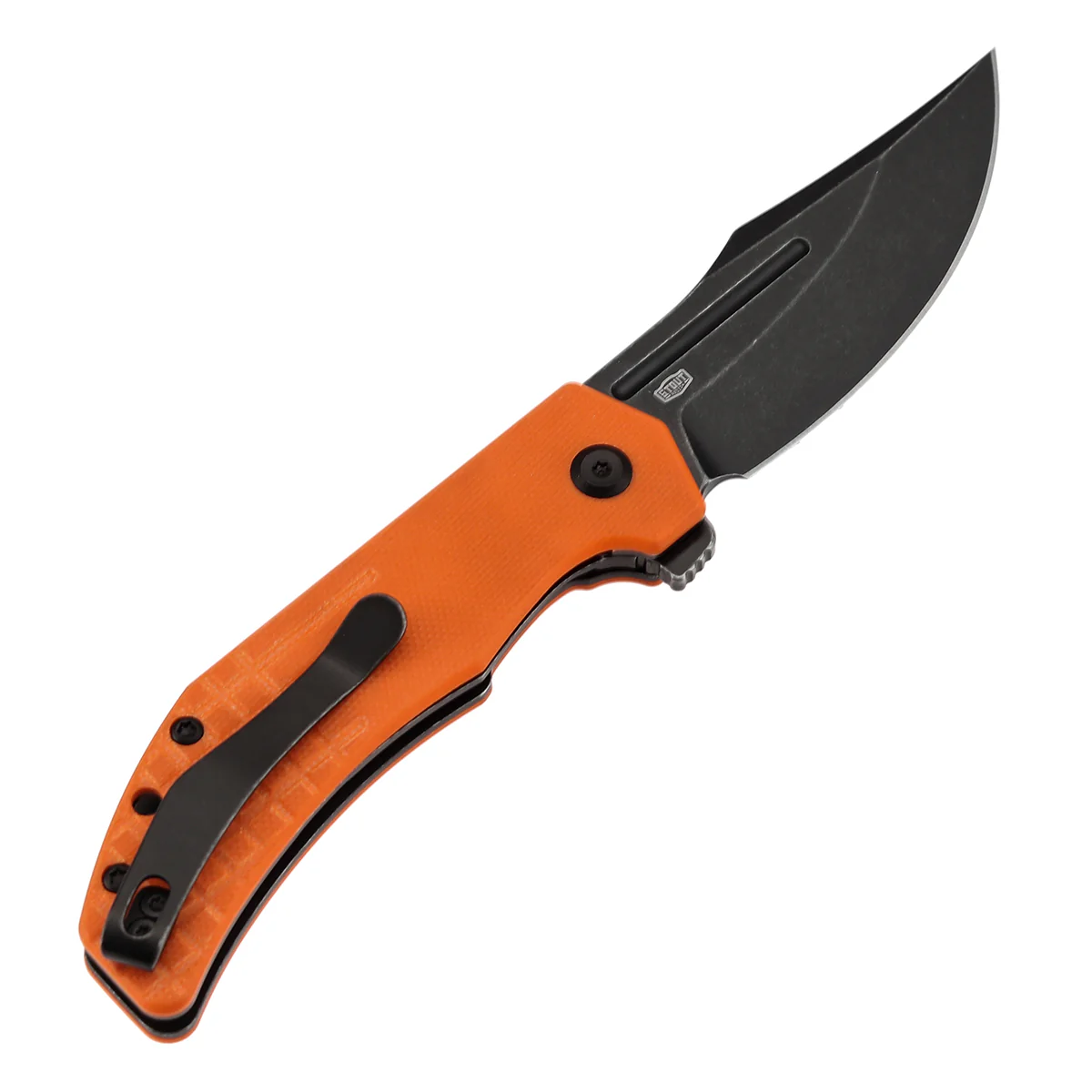 Tenable Orion Flipper Folding Knife | Orange G10 with Frag Pattern | 3.07" Blackwashed 14C28N | JB Stout Design | B1089A5 - Image 8