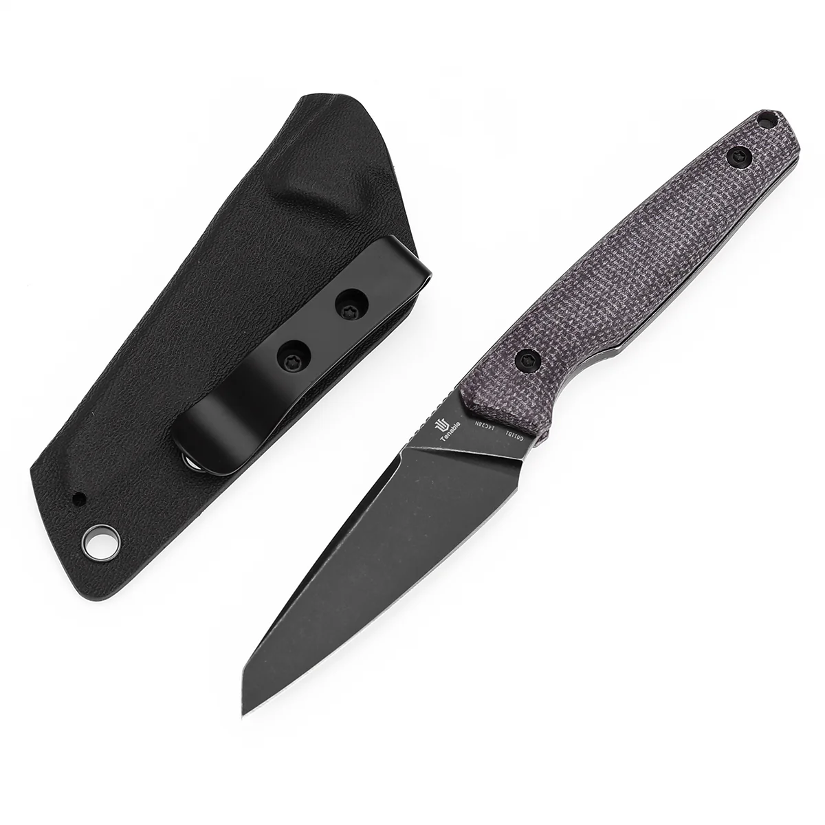 Tenable Parr Fixed Blade Knife | 2.87" Blackwashed 14C28N Blade | Purple Micarta Handle | Jonathan Styles – G011B1