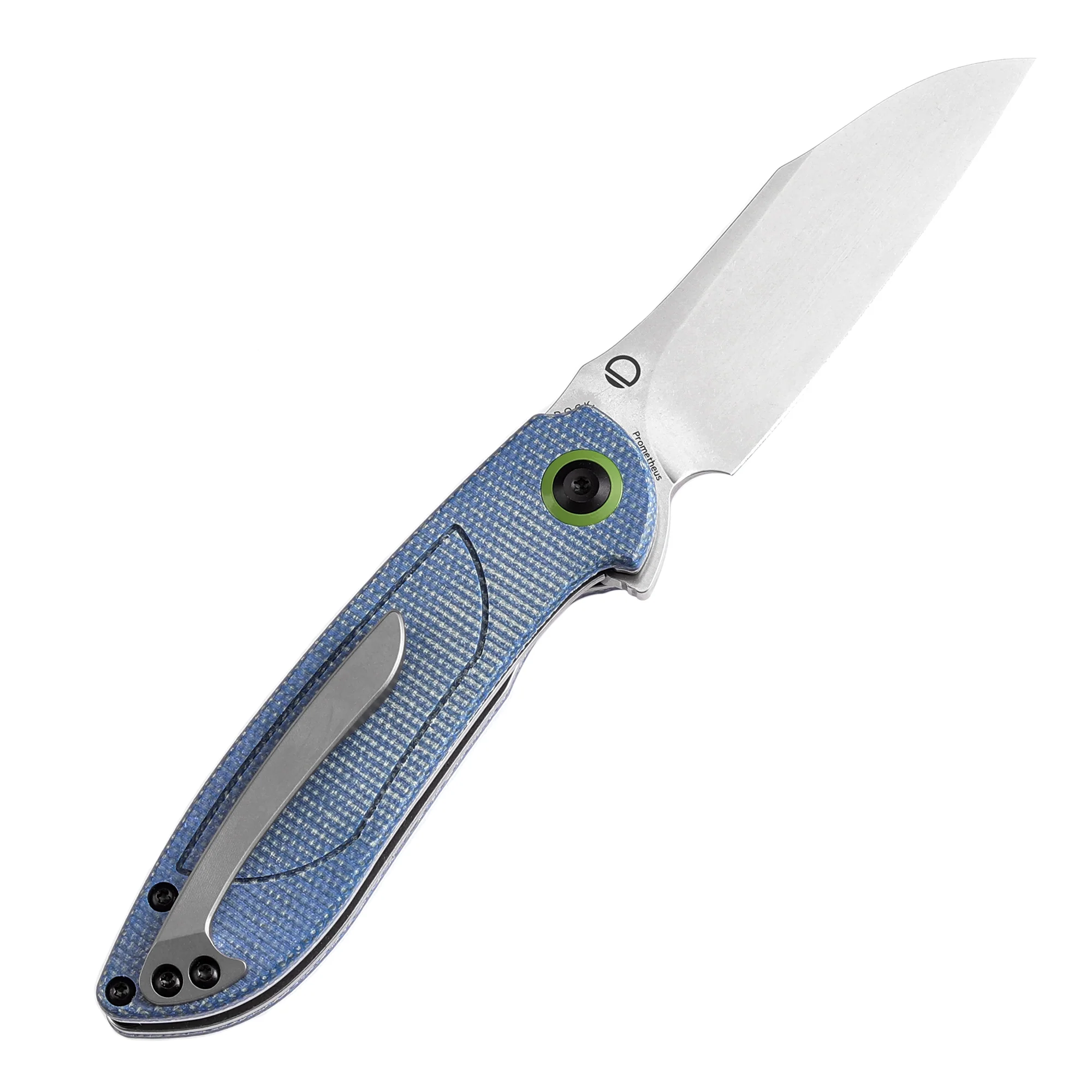 Tenable Prometheus Folding Knife Blue Micarta Handle(3.29'' Stonewashed 14C28N Blade)D.O.C.K. Design-T1040A3 - Image 4