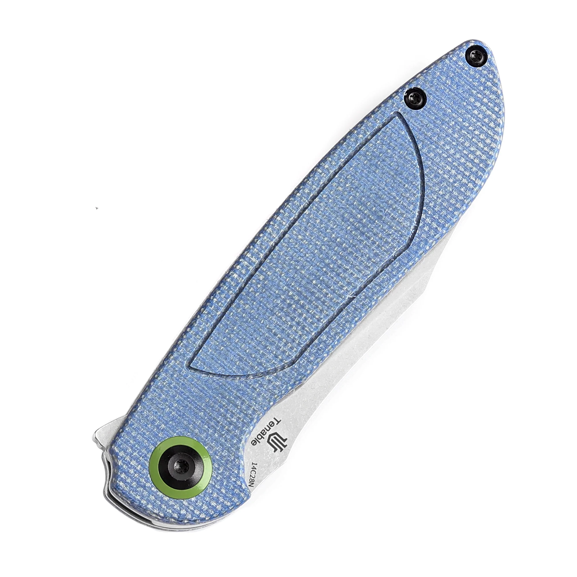 Tenable Prometheus Folding Knife Blue Micarta Handle(3.29'' Stonewashed 14C28N Blade)D.O.C.K. Design-T1040A3 - Image 8