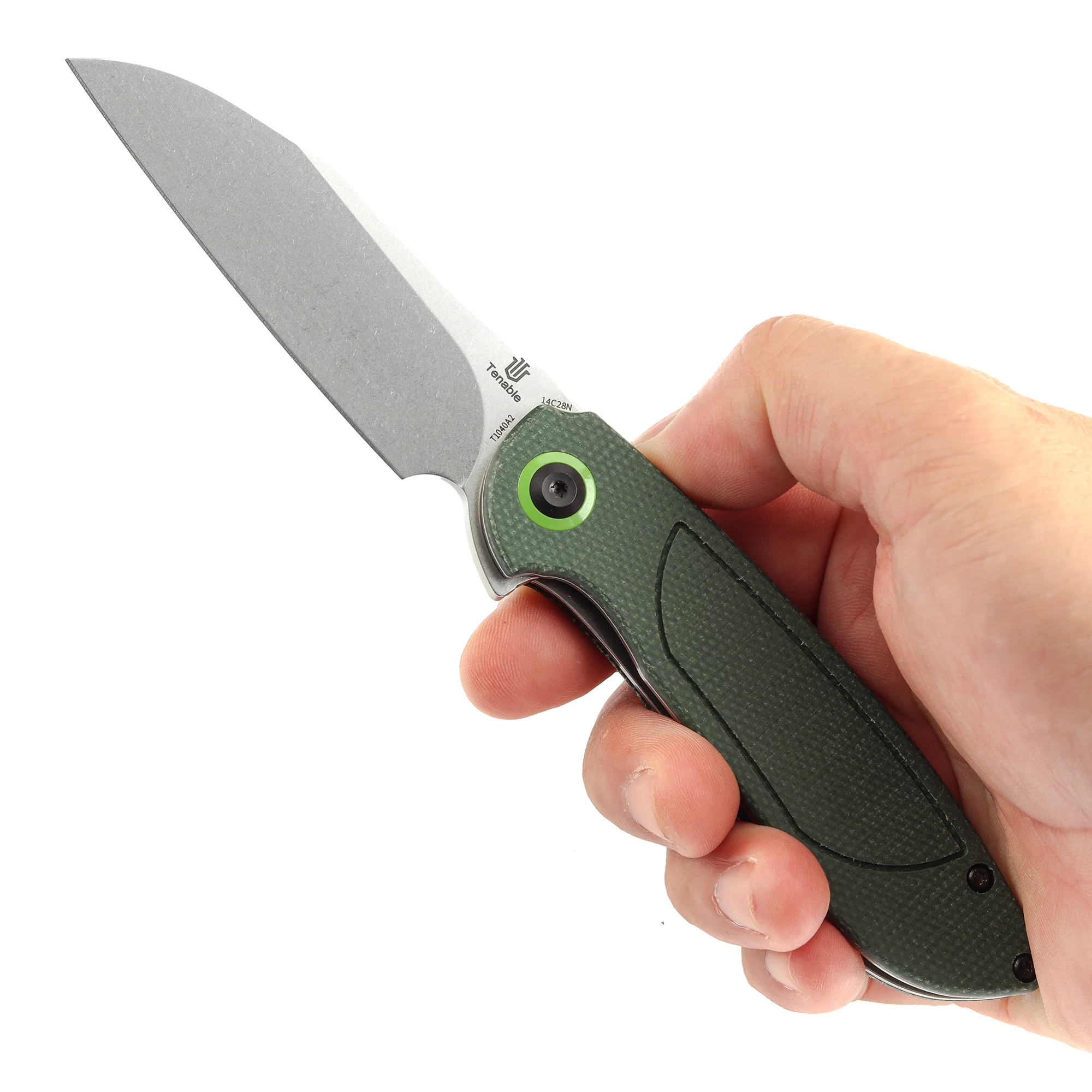 Tenable Prometheus Folding Knife Green Micarta Handle(3.29'' Stonewashed 14C28N Blade)D.O.C.K. Design-T1040A2 - Image 10