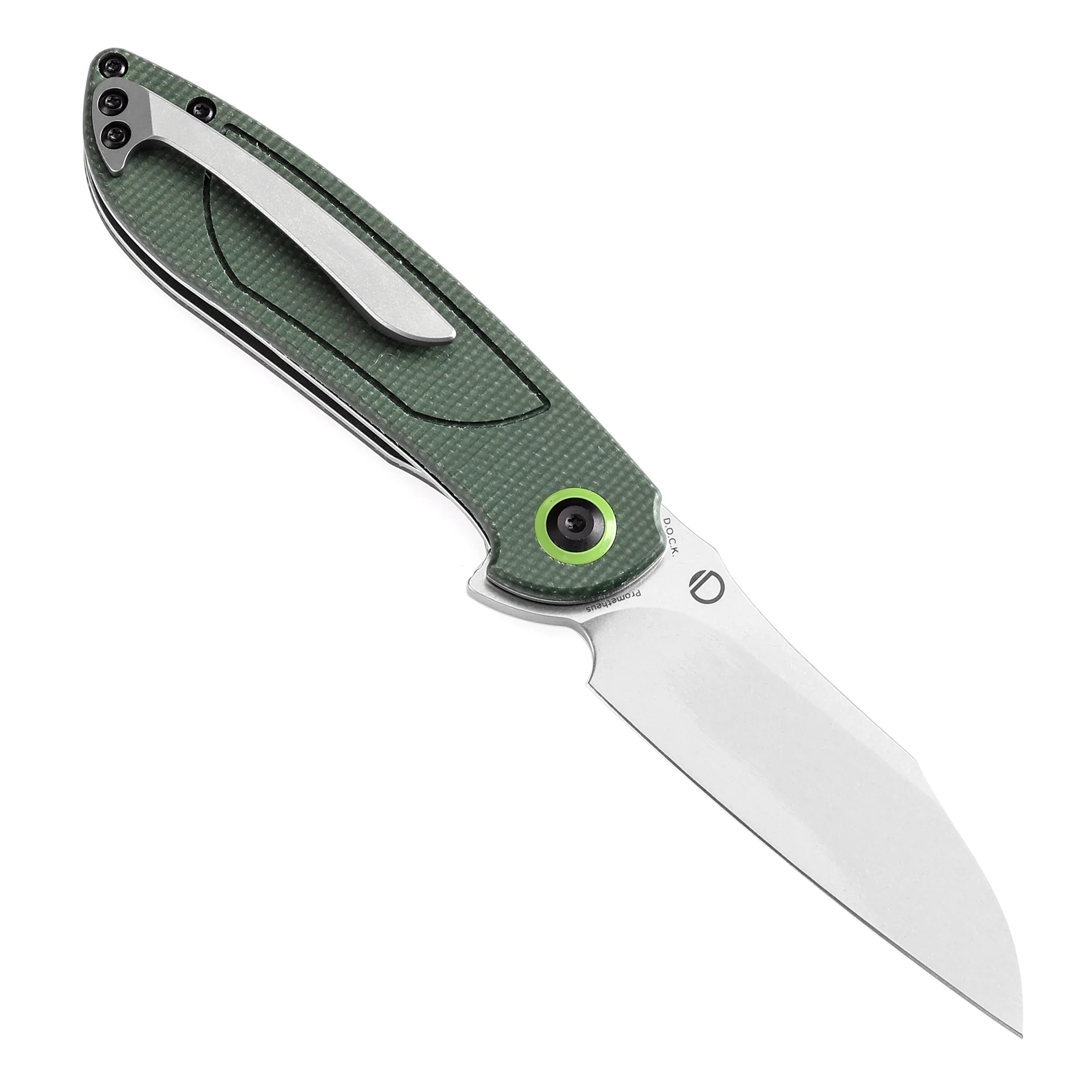 Tenable Prometheus Folding Knife Green Micarta Handle(3.29'' Stonewashed 14C28N Blade)D.O.C.K. Design-T1040A2 - Image 3