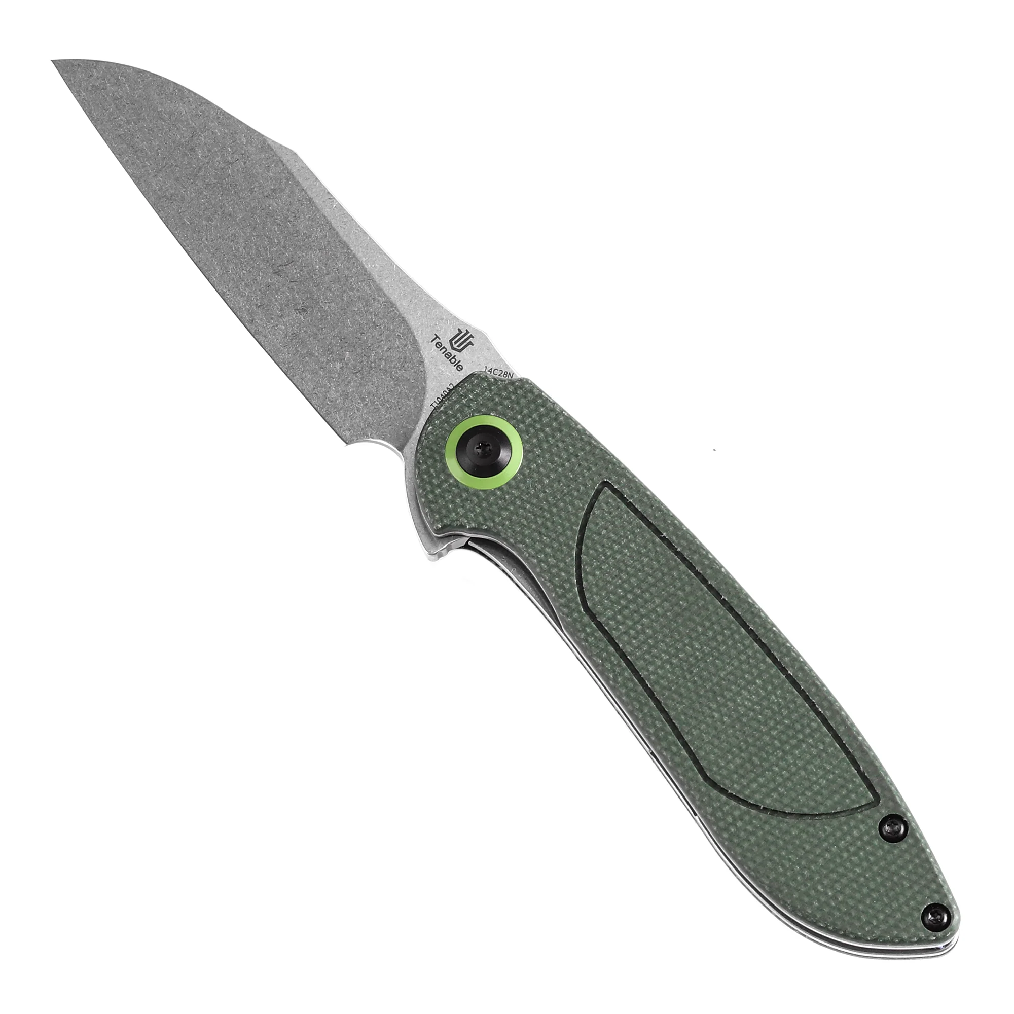 Tenable Prometheus Folding Knife Green Micarta Handle(3.29'' Stonewashed 14C28N Blade)D.O.C.K. Design-T1040A2 - Image 5