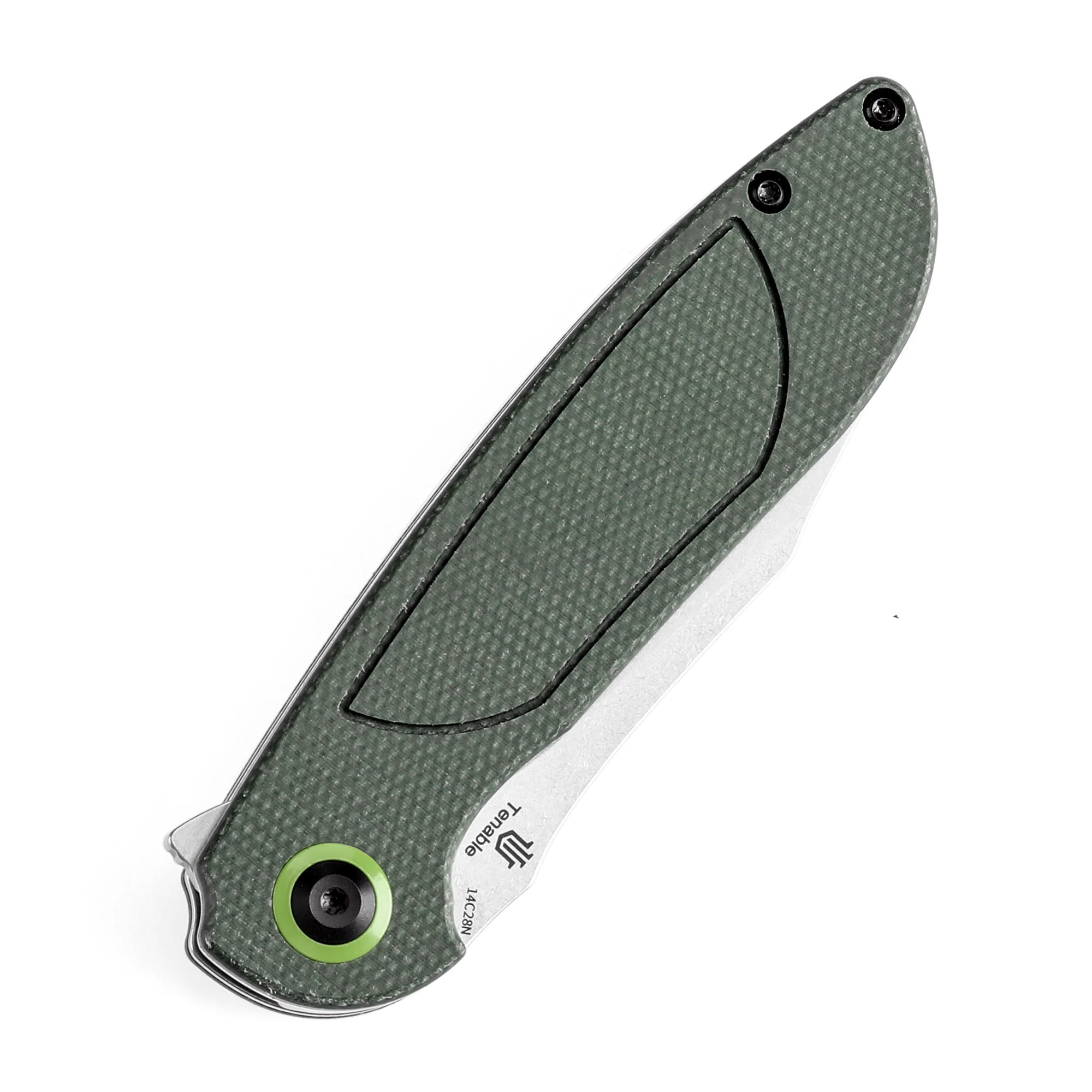 Tenable Prometheus Folding Knife Green Micarta Handle(3.29'' Stonewashed 14C28N Blade)D.O.C.K. Design-T1040A2 - Image 8