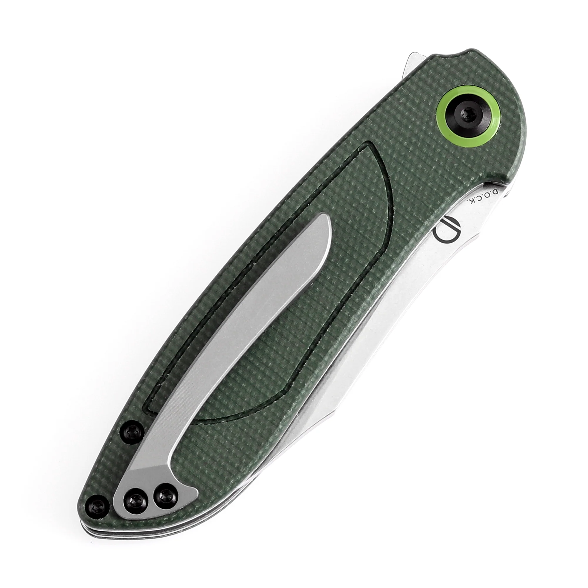 Tenable Prometheus Folding Knife Green Micarta Handle(3.29'' Stonewashed 14C28N Blade)D.O.C.K. Design-T1040A2 - Image 9