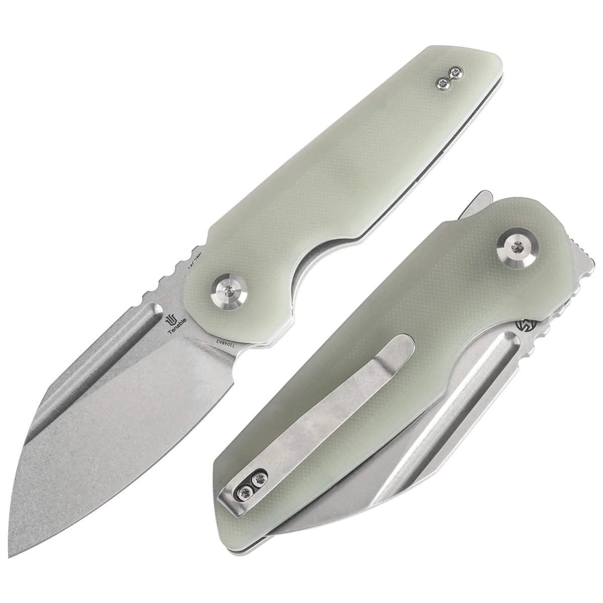 Tenable Rafe L Folding Knife Jade G10 Handle (3.19" Stonewashed 14C28N Blade) 4T5 Design--T1048A2