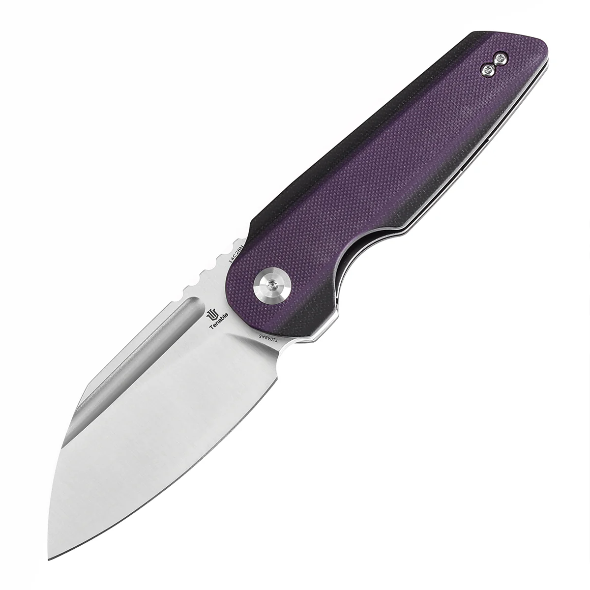 Tenable Rafe L Folding Knife Purple and Black G10 Handle (3.19" Satin 14C28N Blade) 4T5 Design--T1048A5 - Image 2