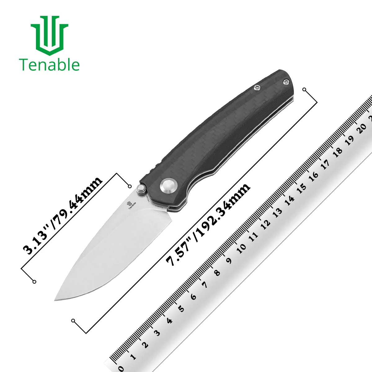 Tenable Raven Cross Bar Lock Folding Knife | 3.14" Stonewashed 14C28N Blade | Twill Carbon Fiber Handle | Black Bird Blades Design -T2109V1 - Image 10