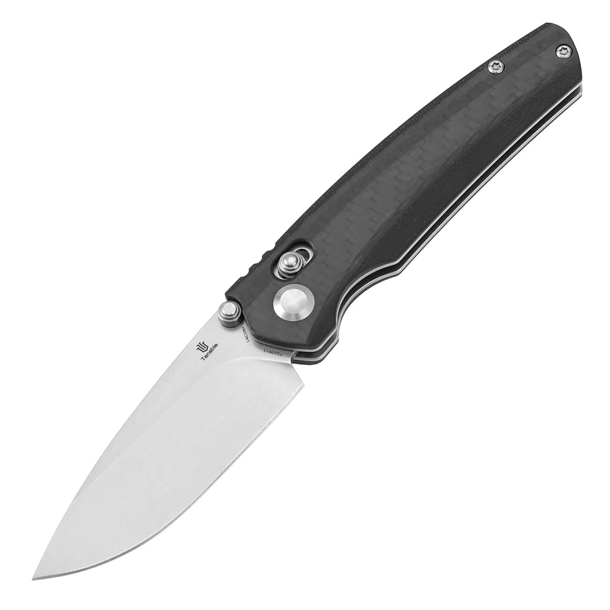 Tenable Raven Cross Bar Lock Folding Knife | 3.14" Stonewashed 14C28N Blade | Twill Carbon Fiber Handle | Black Bird Blades Design -T2109V1 - Image 2