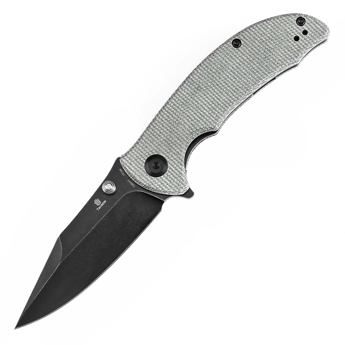 Tenable Rei Folding Knife Green Micarta Handle (3.3" Blackwash 14C28N Blade) Karambit Maker Design--T1061A2 - Image 2