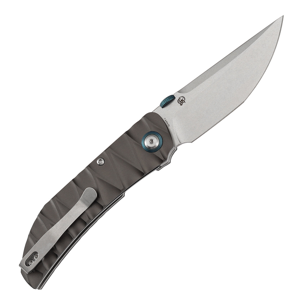 Tenable Tarkin Liner Knife | 3.4" Stonewashed Nitro-V Blade | Gray Aluminum with Faceted Wave Texture Handle | Matthew Christensen Design | B1078A1 - Image 4