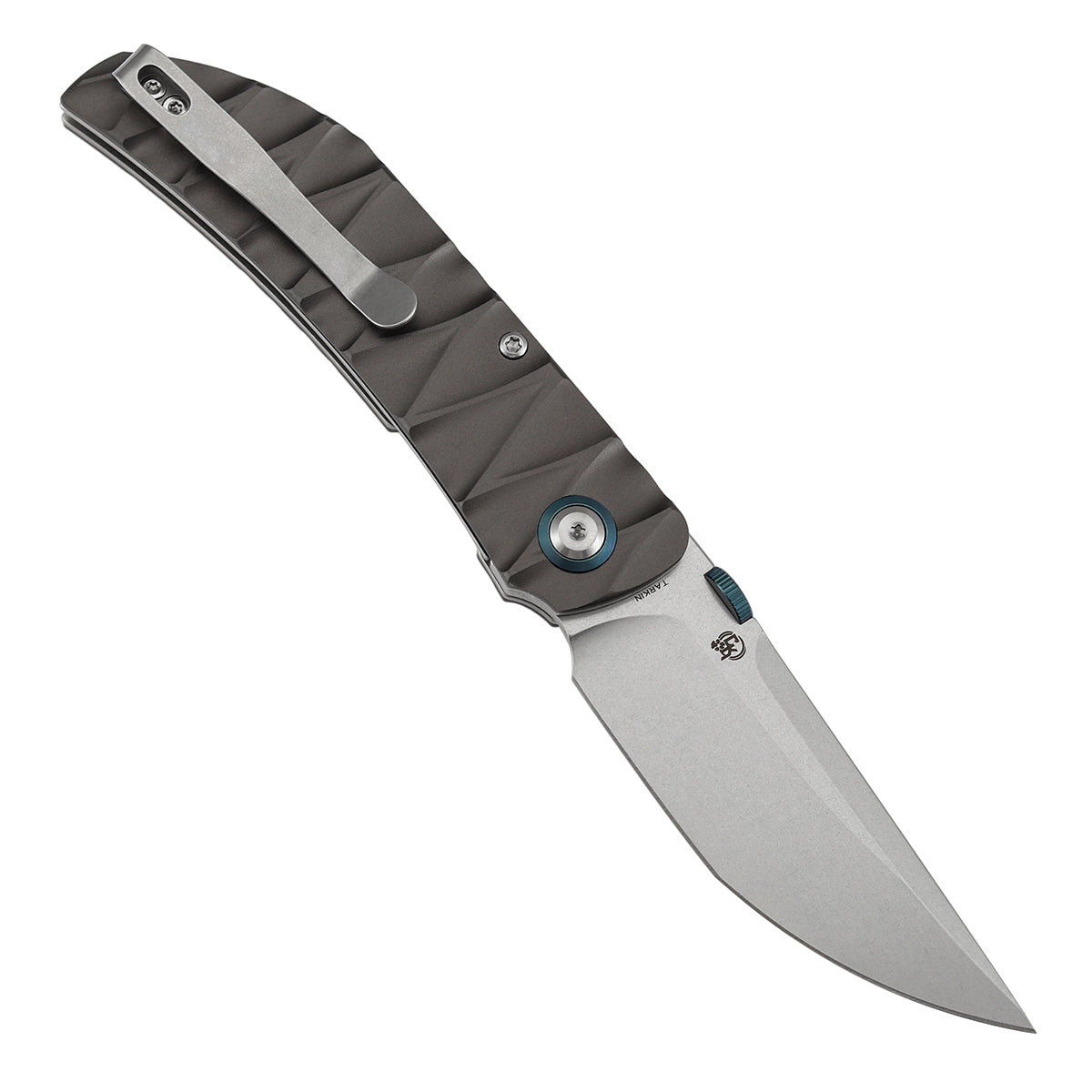 Tenable Tarkin Liner Knife | 3.4" Stonewashed Nitro-V Blade | Gray Aluminum with Faceted Wave Texture Handle | Matthew Christensen Design | B1078A1 - Image 5