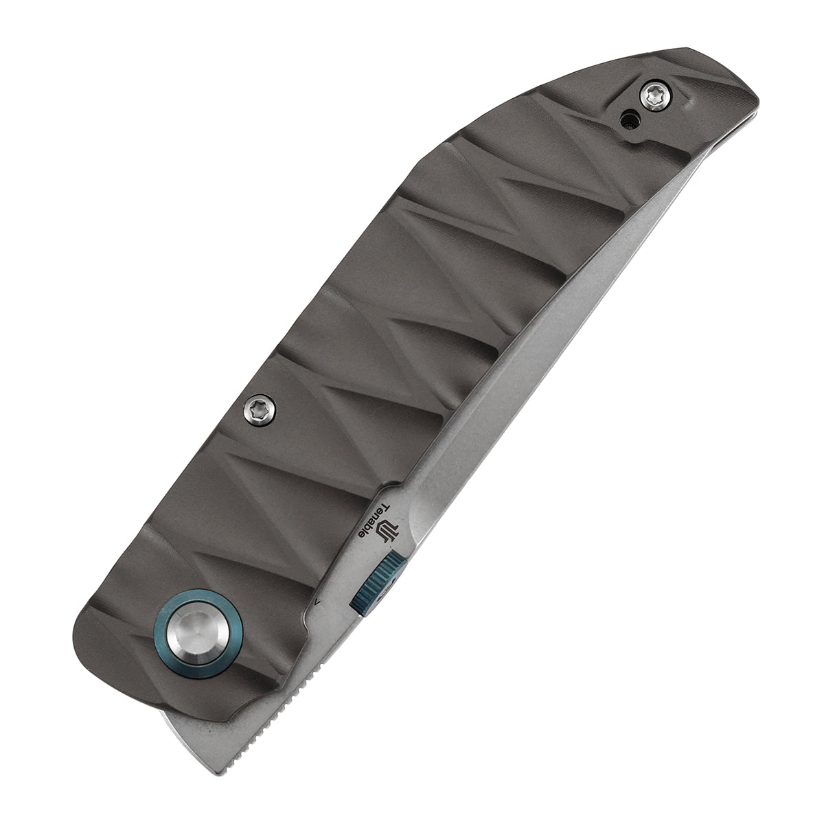 Tenable Tarkin Liner Knife | 3.4" Stonewashed Nitro-V Blade | Gray Aluminum with Faceted Wave Texture Handle | Matthew Christensen Design | B1078A1 - Image 8