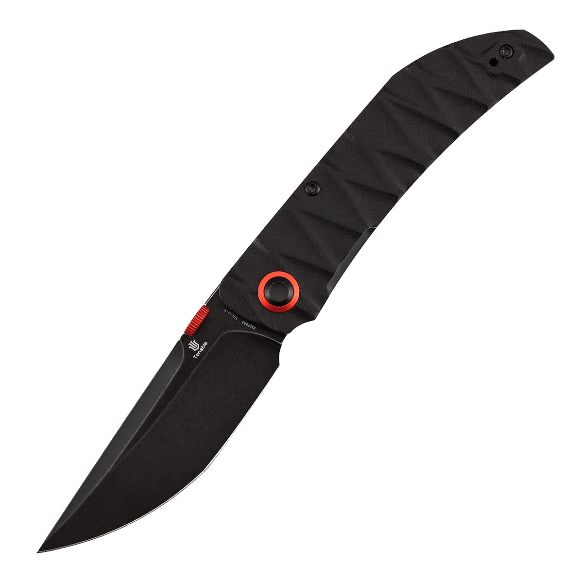 Tenable Tarkin Liner Knife | 3.4" Blackwash Nitro-V Blade | Black G10 with Faceted Wave Texture Handle | Matthew Christensen Design | B1078A3 - Image 2