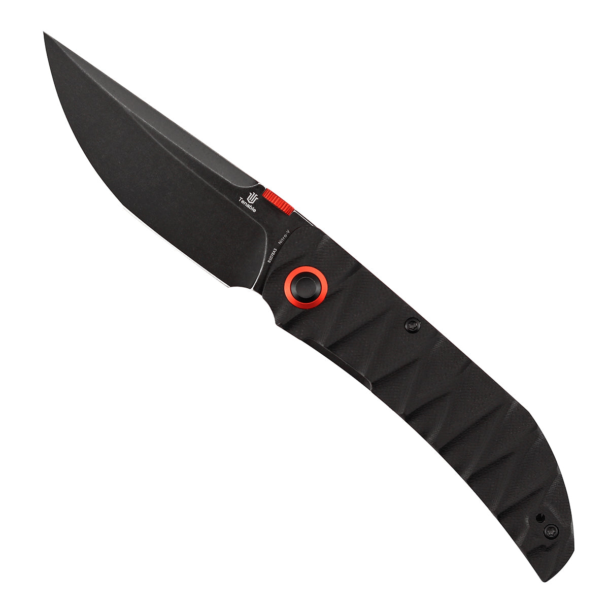 Tenable Tarkin Liner Knife | 3.4" Blackwash Nitro-V Blade | Black G10 with Faceted Wave Texture Handle | Matthew Christensen Design | B1078A3 - Image 3