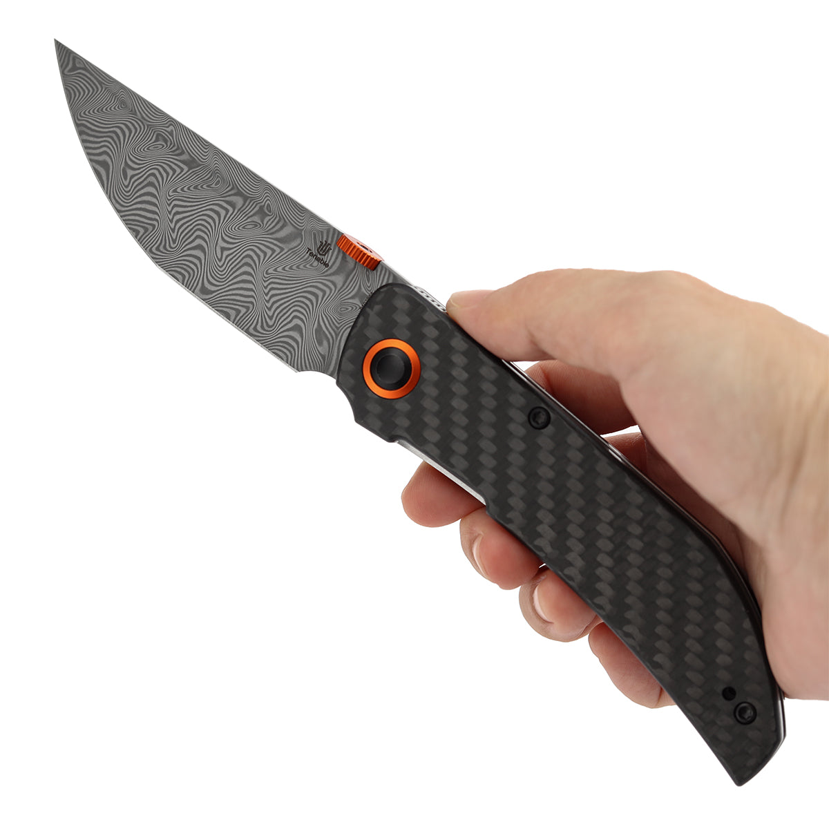 Tenable Tarkin Liner Knife | 3.4" Water Ripple Damascus Blade | Twill Carbon Fiber &G10 Handle | Matthew Christensen Design | B1078A4 - Image 10
