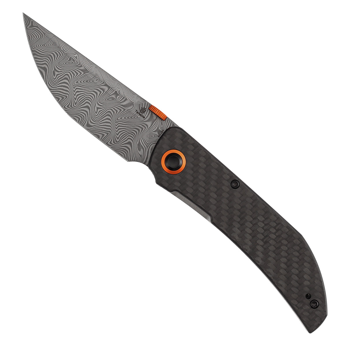 Tenable Tarkin Liner Knife | 3.4" Water Ripple Damascus Blade | Twill Carbon Fiber &G10 Handle | Matthew Christensen Design | B1078A4 - Image 3