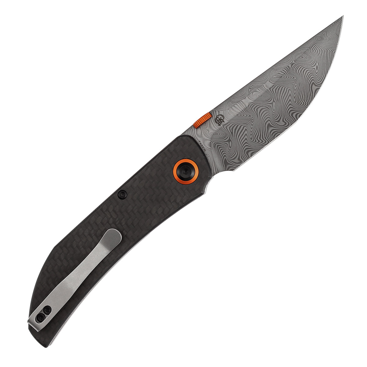 Tenable Tarkin Liner Knife | 3.4" Water Ripple Damascus Blade | Twill Carbon Fiber &G10 Handle | Matthew Christensen Design | B1078A4 - Image 4