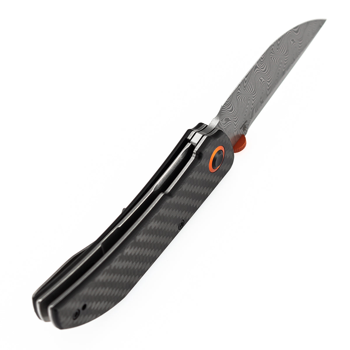 Tenable Tarkin Liner Knife | 3.4" Water Ripple Damascus Blade | Twill Carbon Fiber &G10 Handle | Matthew Christensen Design | B1078A4 - Image 7