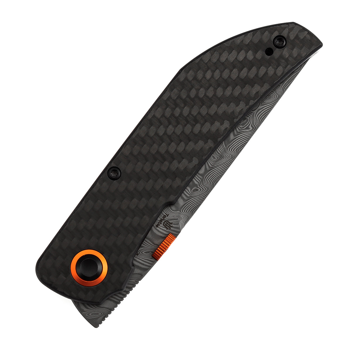 Tenable Tarkin Liner Knife | 3.4" Water Ripple Damascus Blade | Twill Carbon Fiber &G10 Handle | Matthew Christensen Design | B1078A4 - Image 8