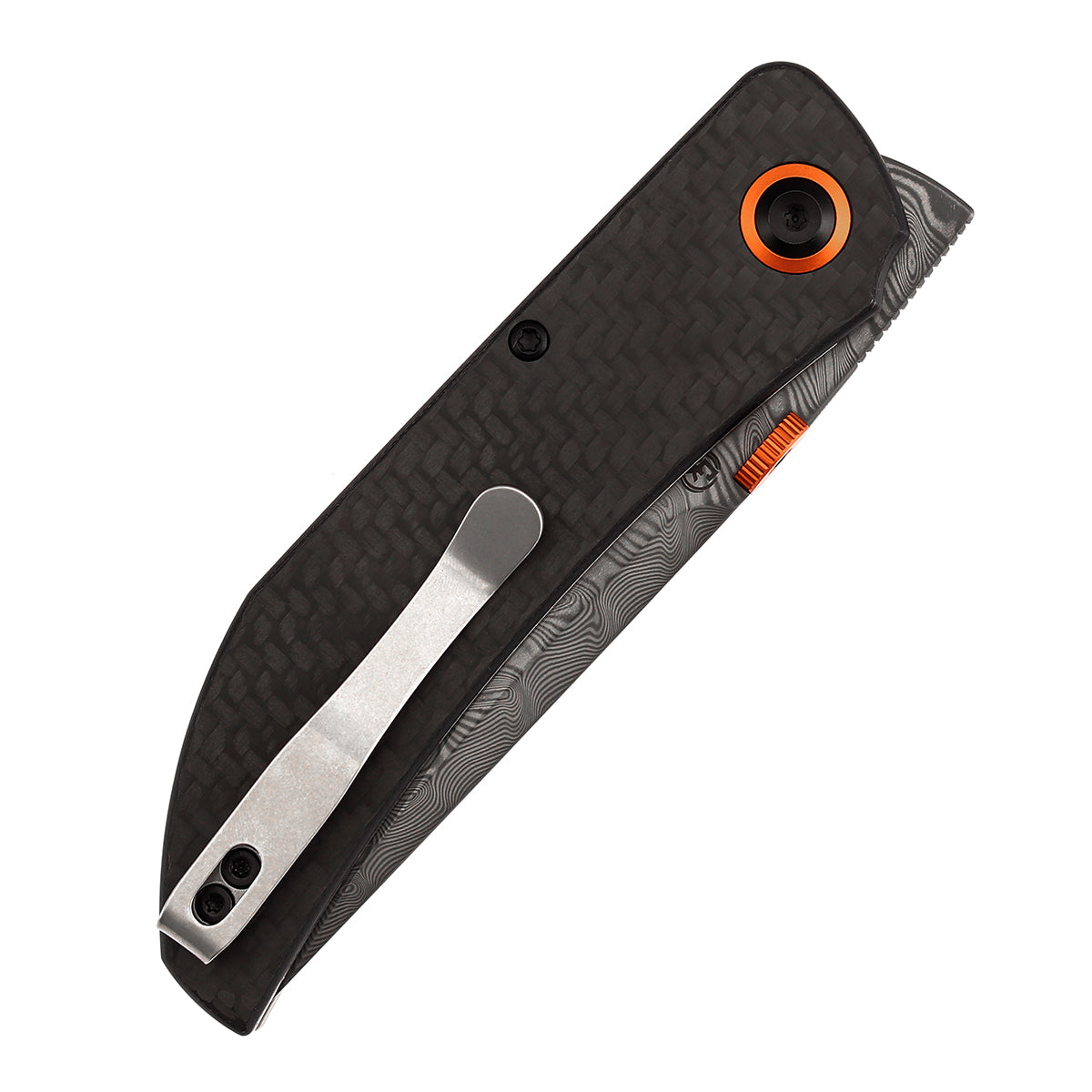 Tenable Tarkin Liner Knife | 3.4" Water Ripple Damascus Blade | Twill Carbon Fiber &G10 Handle | Matthew Christensen Design | B1078A4 - Image 9