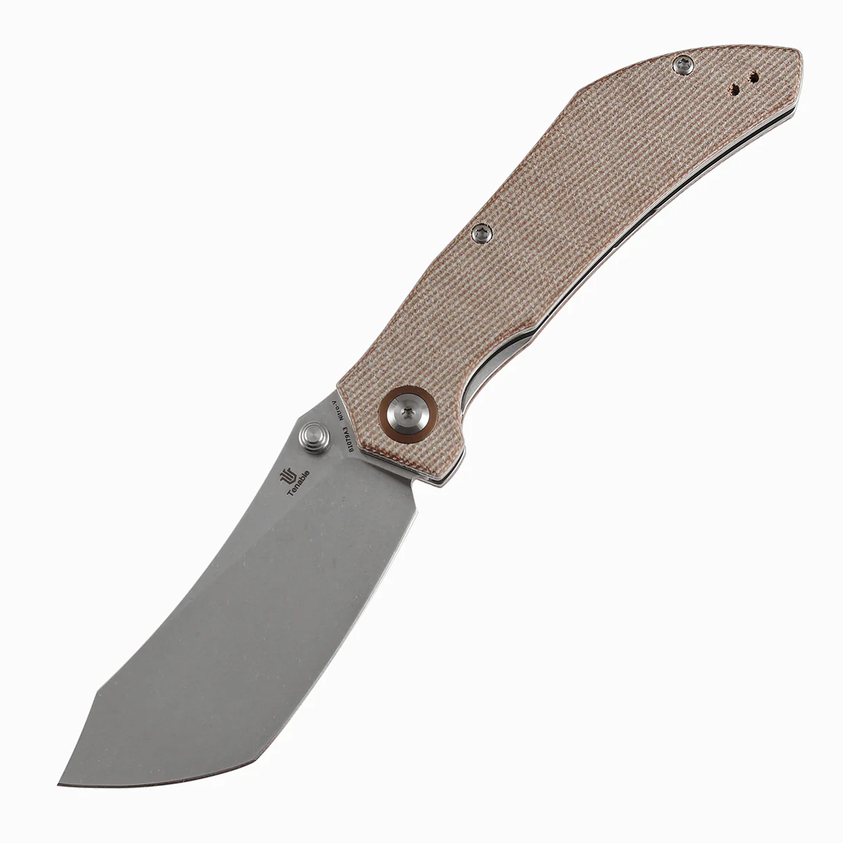 Tenable Tipper Folding Knife | 3.39'' Stonewashed Nitro V Blade | Brown Micarta Handle | Edgy Bladeworks Design | B1079A3 - Image 2