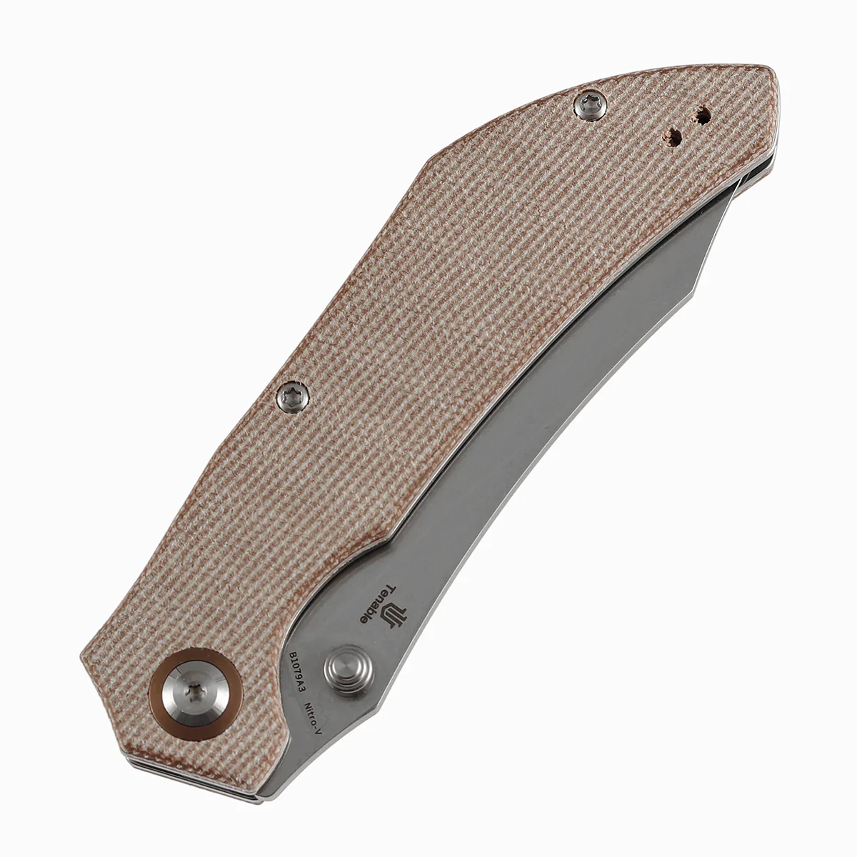 Tenable Tipper Folding Knife | 3.39'' Stonewashed Nitro V Blade | Brown Micarta Handle | Edgy Bladeworks Design | B1079A3 - Image 6